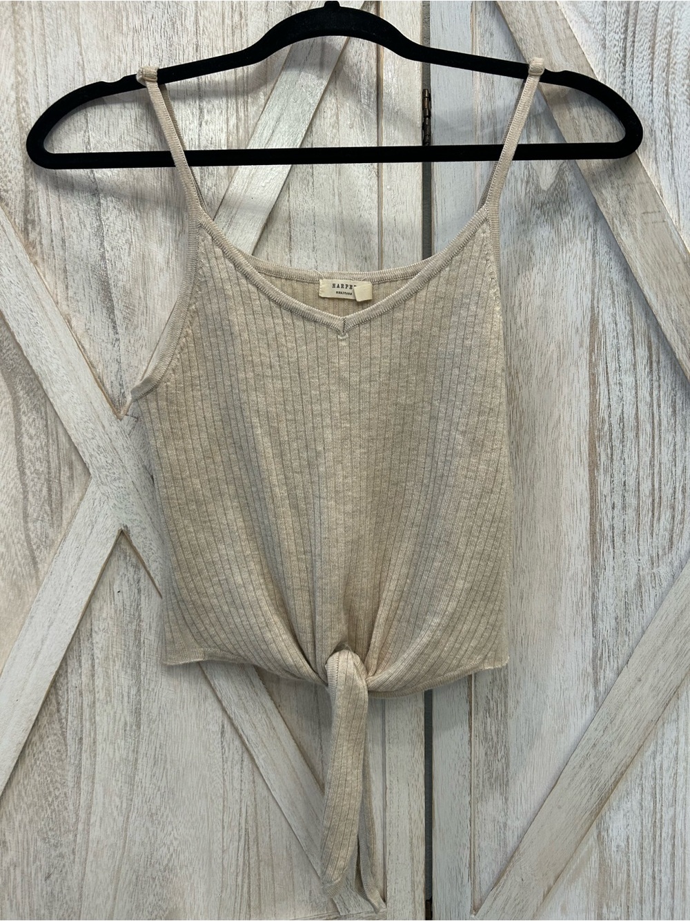 Francesca’s Harper Cream Ribbed Tie-Front Cami